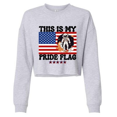 Usa Flag This Is My Pride Flag 2024 Astronaut 4th Of July Gift Cropped Pullover Crew