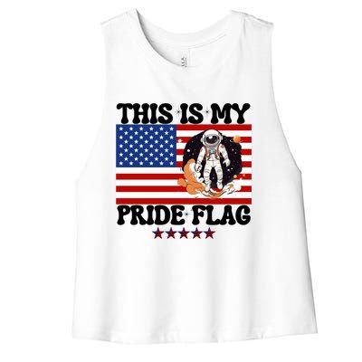 Usa Flag This Is My Pride Flag 2024 Astronaut 4th Of July Gift Women's Racerback Cropped Tank