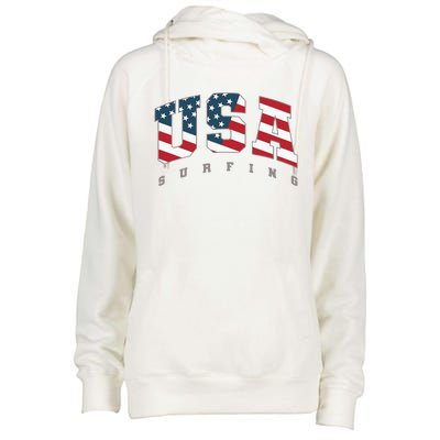 USA Flag Team Surf Support Athlete Surfing Womens Funnel Neck Pullover Hood