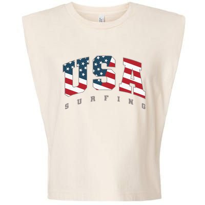 USA Flag Team Surf Support Athlete Surfing Garment-Dyed Women's Muscle Tee