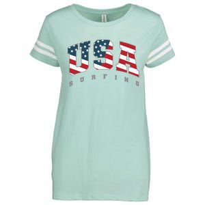 USA Flag Team Surf Support Athlete Surfing Enza Ladies Jersey Football T-Shirt