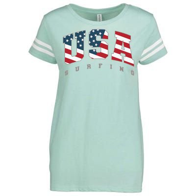 USA Flag Team Surf Support Athlete Surfing Enza Ladies Jersey Football T-Shirt