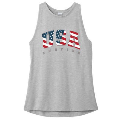 USA Flag Team Surf Support Athlete Surfing Ladies PosiCharge Tri-Blend Wicking Tank