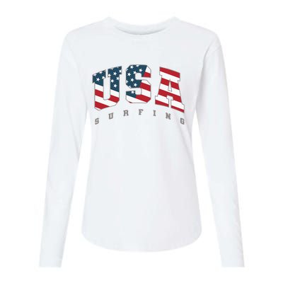 USA Flag Team Surf Support Athlete Surfing Womens Cotton Relaxed Long Sleeve T-Shirt