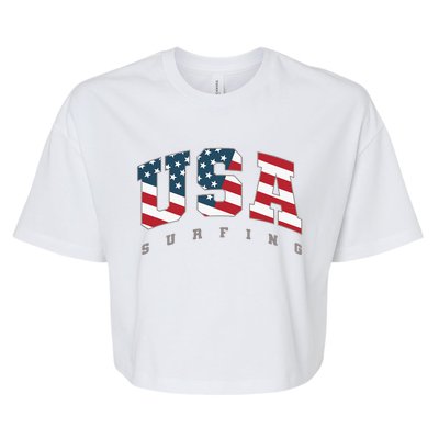 USA Flag Team Surf Support Athlete Surfing Bella+Canvas Jersey Crop Tee