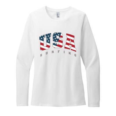 USA Flag Team Surf Support Athlete Surfing Womens CVC Long Sleeve Shirt