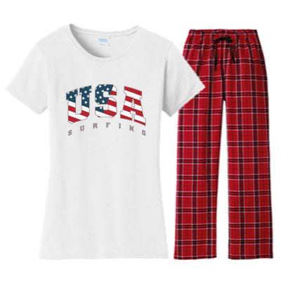 USA Flag Team Surf Support Athlete Surfing Women's Flannel Pajama Set