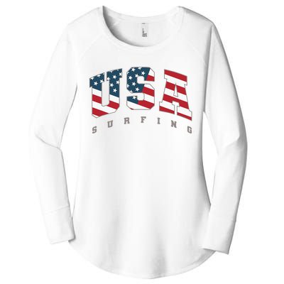 USA Flag Team Surf Support Athlete Surfing Women's Perfect Tri Tunic Long Sleeve Shirt