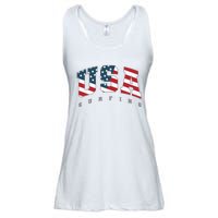 USA Flag Team Surf Support Athlete Surfing Ladies Essential Flowy Tank