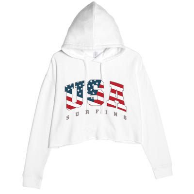 USA Flag Team Surf Support Athlete Surfing Crop Fleece Hoodie