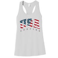 USA Flag Team Surf Support Athlete Surfing Women's Racerback Tank