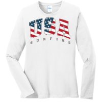 USA Flag Team Surf Support Athlete Surfing Ladies Long Sleeve Shirt