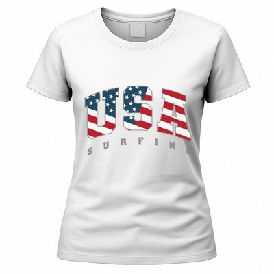 USA Flag Team Surf Support Athlete Surfing Women's T-Shirt