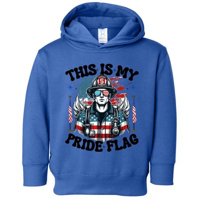 Usa Flag This Is My Pride Flag 2024 Firefighter 4th Of July Gift Toddler Hoodie