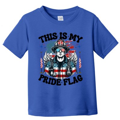 Usa Flag This Is My Pride Flag 2024 Firefighter 4th Of July Gift Toddler T-Shirt