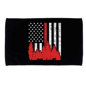 USA Flag Thin Red Line Forest Fire Wildland Firefighter Gift Microfiber Hand Towel