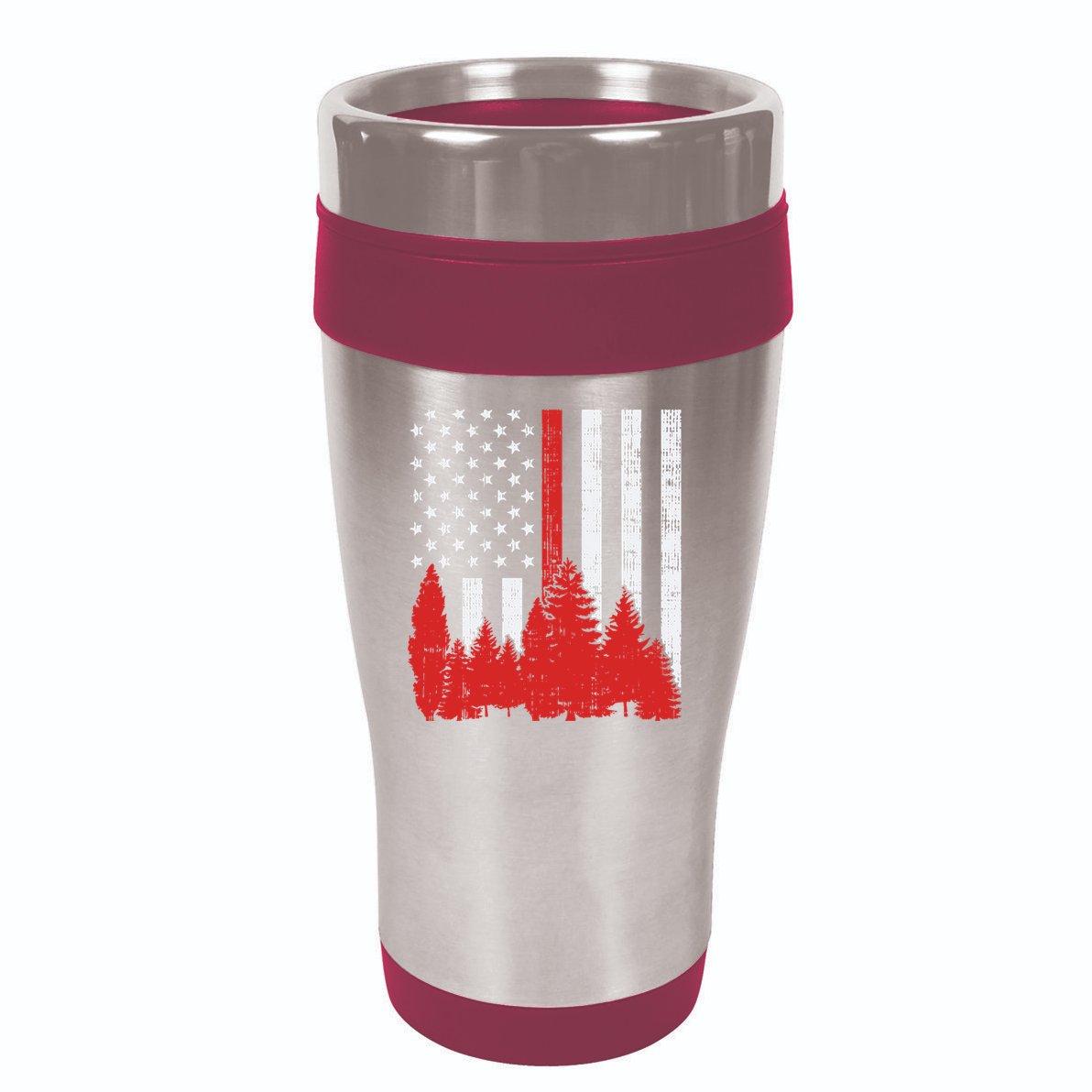 USA Flag Thin Red Line Forest Fire Wildland Firefighter Gift 16oz Travel Tumbler