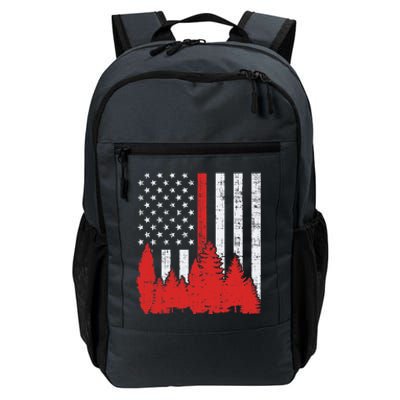 USA Flag Thin Red Line Forest Fire Wildland Firefighter Gift Daily Commute Backpack