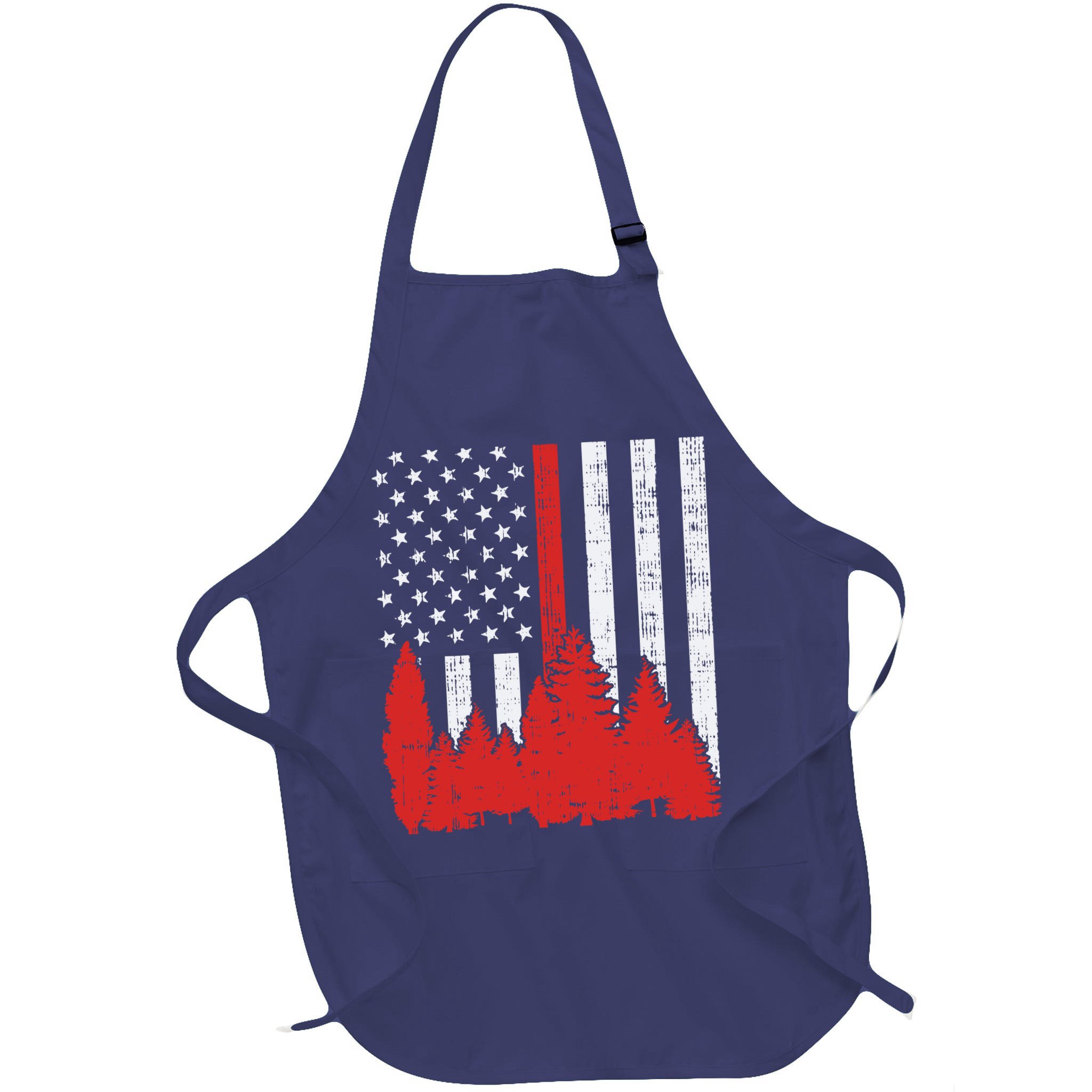 USA Flag Thin Red Line Forest Fire Wildland Firefighter Gift Apron