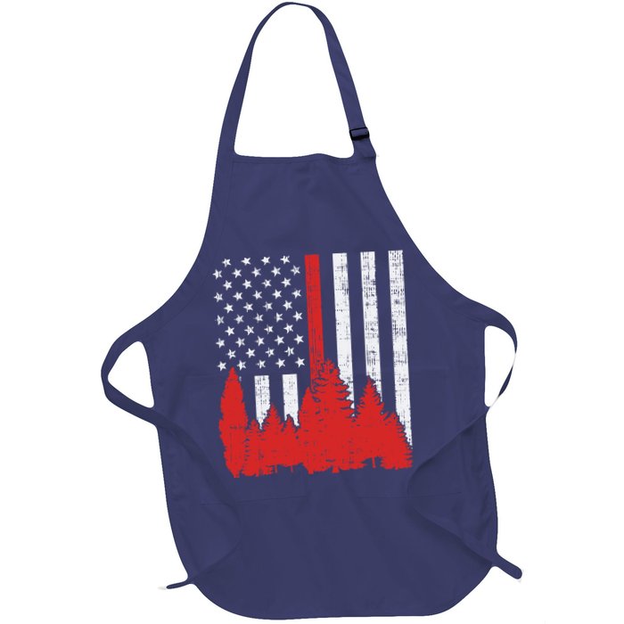USA Flag Thin Red Line Forest Fire Wildland Firefighter Gift Apron