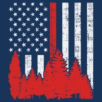 USA Flag Thin Red Line Forest Fire Wildland Firefighter Gift Sustainable Bucket Hat