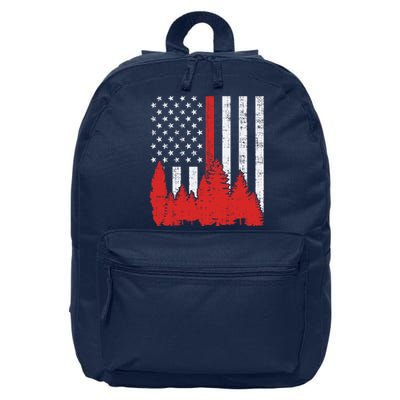 USA Flag Thin Red Line Forest Fire Wildland Firefighter Gift 16 in Basic Backpack