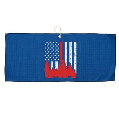 USA Flag Thin Red Line Forest Fire Wildland Firefighter Gift Large Microfiber Waffle Golf Towel