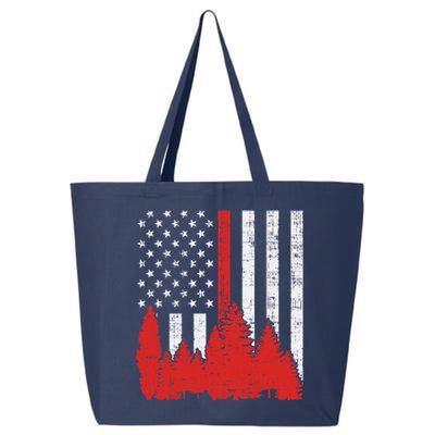 USA Flag Thin Red Line Forest Fire Wildland Firefighter Gift 25L Jumbo Tote