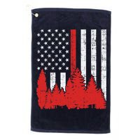 USA Flag Thin Red Line Forest Fire Wildland Firefighter Gift Golf Towel