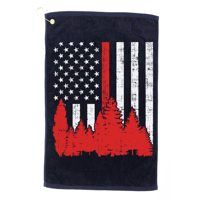 USA Flag Thin Red Line Forest Fire Wildland Firefighter Gift Golf Towel