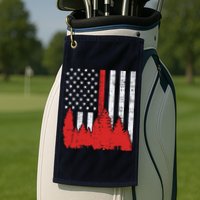 USA Flag Thin Red Line Forest Fire Wildland Firefighter Gift Golf Towel
