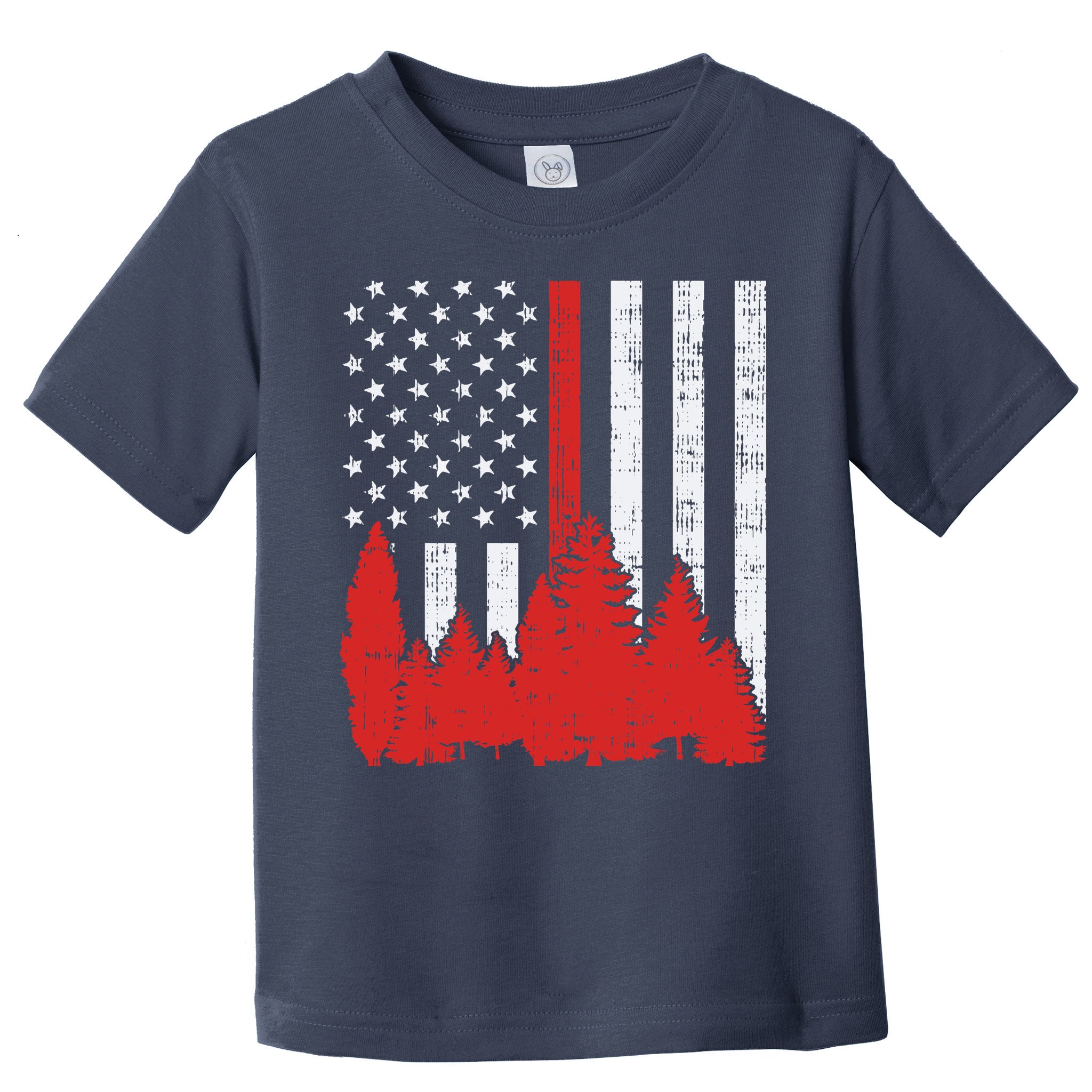 USA Flag Thin Red Line Forest Fire Wildland Firefighter Gift Toddler T-Shirt