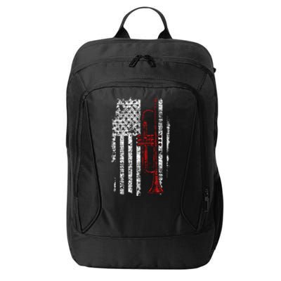 USA Flag Thin Red Line Jazz Music Gifts Trumpet City Backpack