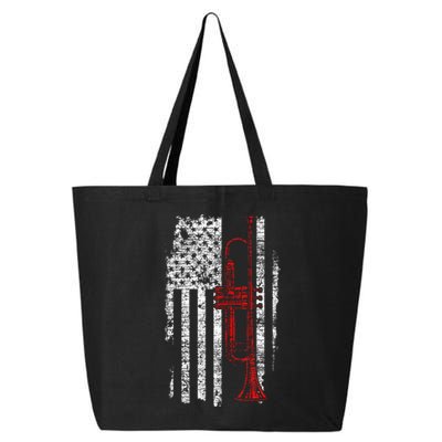 USA Flag Thin Red Line Jazz Music Gifts Trumpet 25L Jumbo Tote