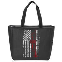 USA Flag Thin Red Line Jazz Music Gifts Trumpet Zip Tote Bag