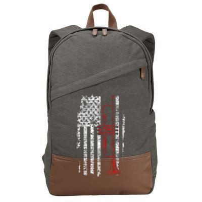 USA Flag Thin Red Line Jazz Music Gifts Trumpet Cotton Canvas Backpack