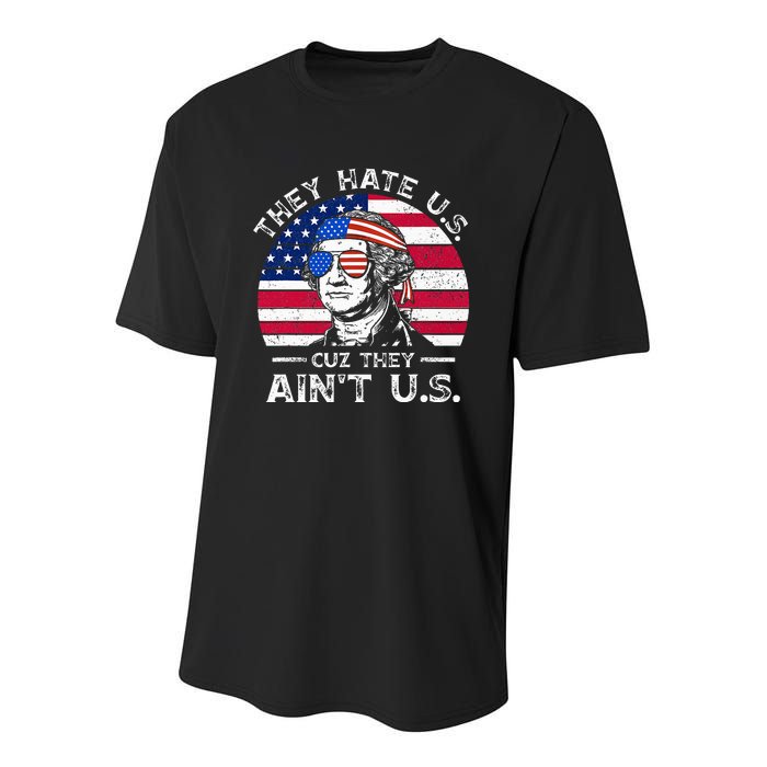 USA Flag They Hate Us Cuz They Aint Us Youth Performance Sprint T-Shirt