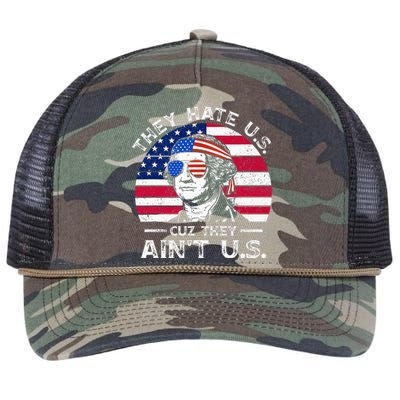 USA Flag They Hate Us Cuz They Aint Us Retro Rope Trucker Hat Cap