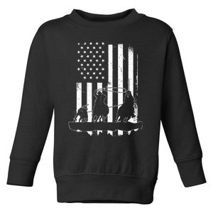 USA Flag Team Roping Design Rodeo Western Horse Toddler Sweatshirt