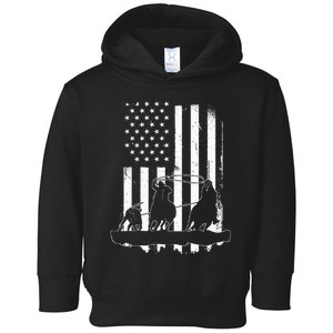 USA Flag Team Roping Design Rodeo Western Horse Toddler Hoodie