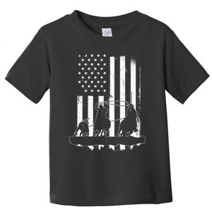 USA Flag Team Roping Design Rodeo Western Horse Toddler T-Shirt