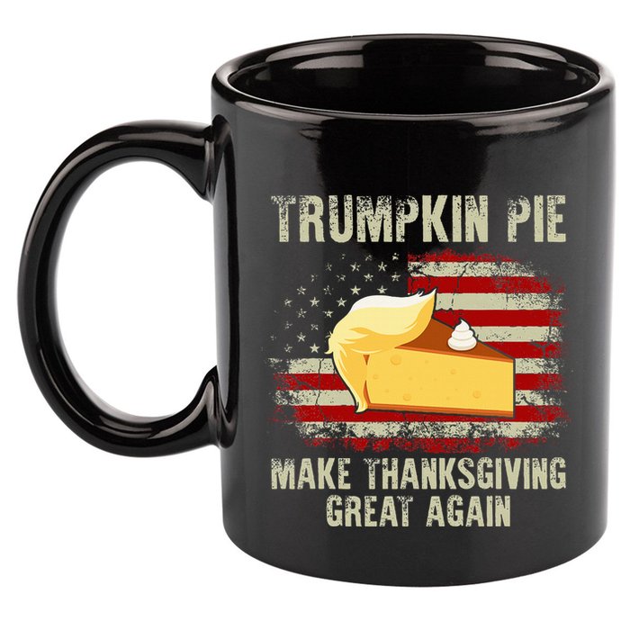 USA Flag Trumpkin Pie Make Thanksgiving Great Again 11oz C Handle Ceramic Mug
