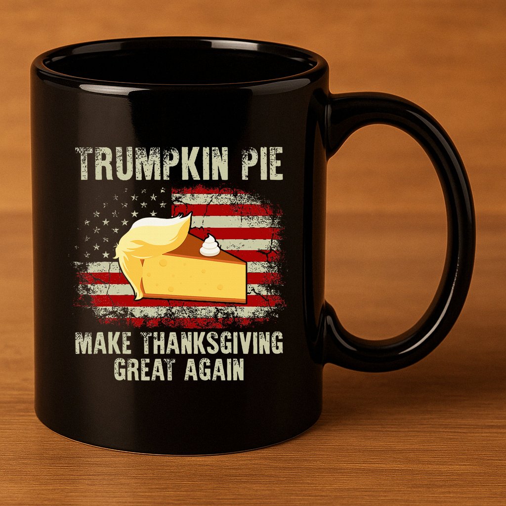 USA Flag Trumpkin Pie Make Thanksgiving Great Again 11oz C Handle Ceramic Mug