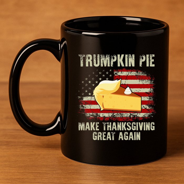 USA Flag Trumpkin Pie Make Thanksgiving Great Again 11oz C Handle Ceramic Mug
