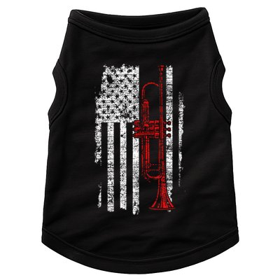 Usa Flag Thin Red Line Jazz Music Gifts Trumpet Doggie Tank
