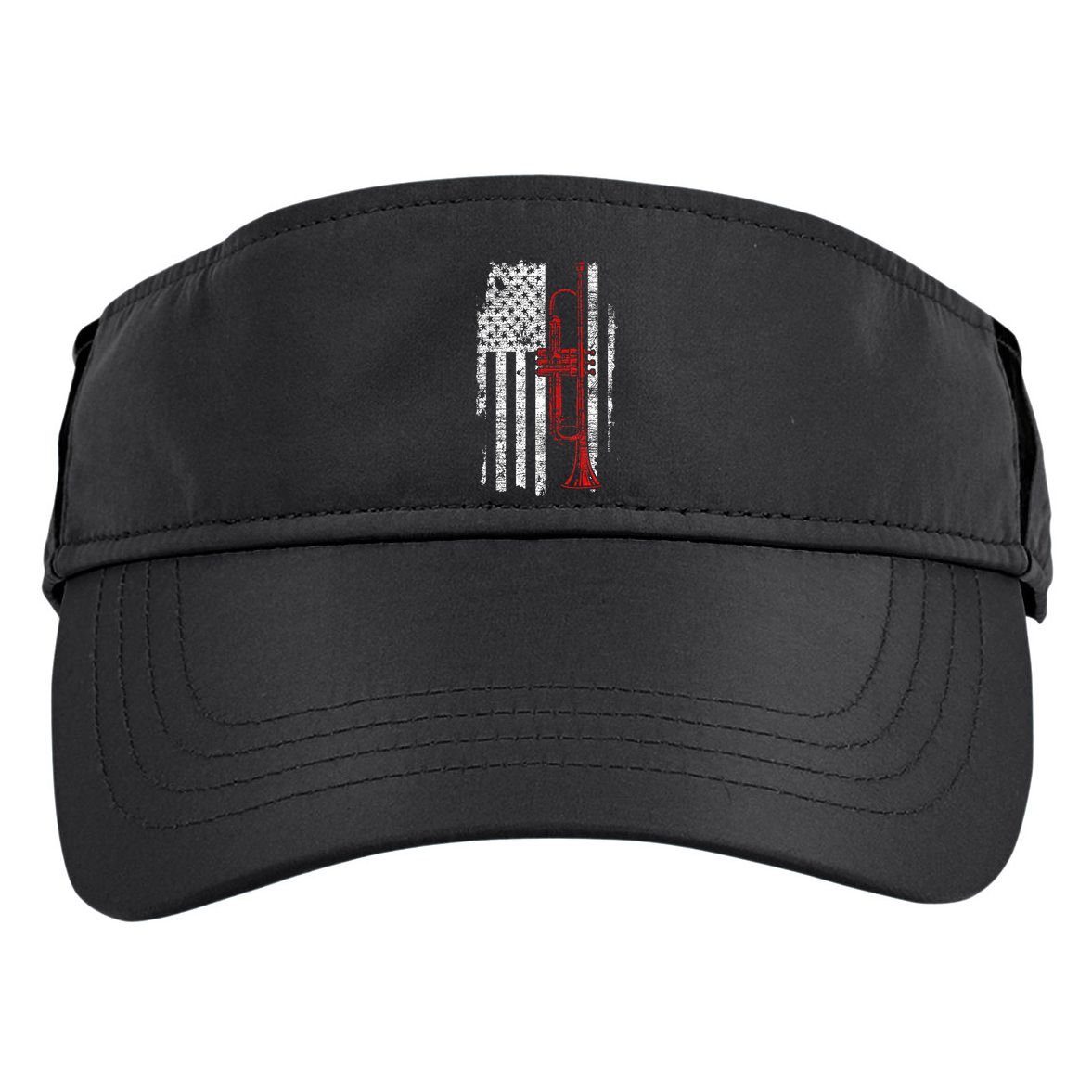 Usa Flag Thin Red Line Jazz Music Gifts Trumpet Adult Drive Performance Visor