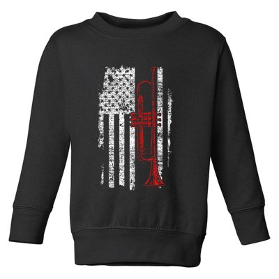 Usa Flag Thin Red Line Jazz Music Gifts Trumpet Toddler Sweatshirt