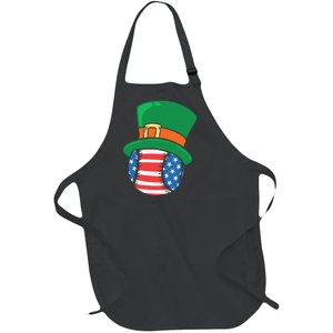 USA Flag Tennis Leprechaun Patrick Full-Length Apron With Pockets