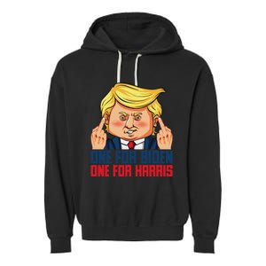 Usa Flag Trump Biden Harris Republican Political Statement Garment-Dyed Fleece Hoodie