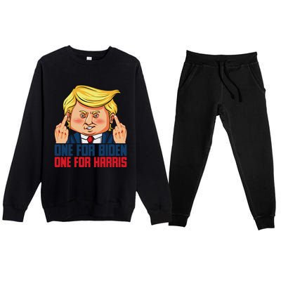 Usa Flag Trump Biden Harris Republican Political Statement Premium Crewneck Sweatsuit Set